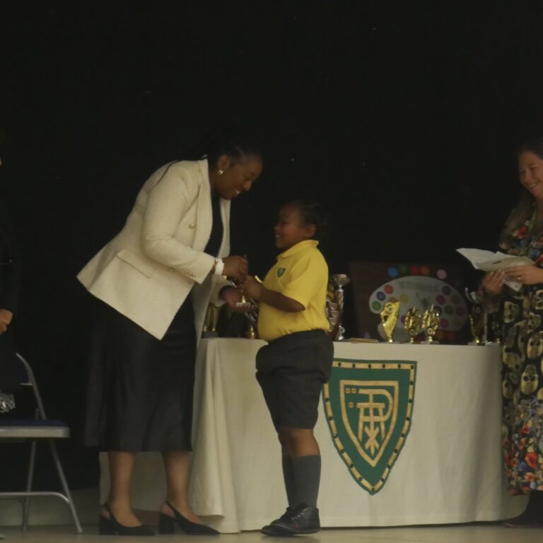 student accepting an award